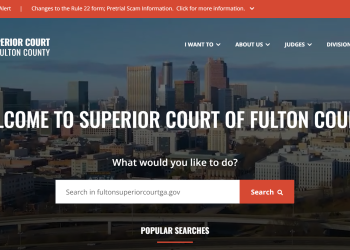 풀턴 수피리어 법원 홈페이지에 사기를 조심하라는 알림이 떠있다.