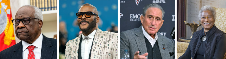 왼쪽부터 클래런스 토마스, 타일러 페리, 아서 블랭크, 앨리스 워커.