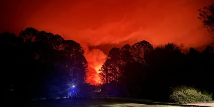 브랜틀리 카운티에서 확산되고 있는 산불. [소방국 제공]