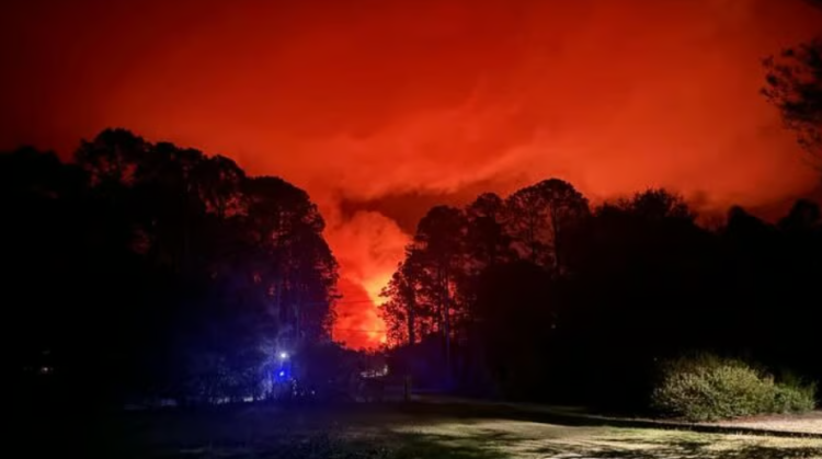 브랜틀리 카운티에서 확산되고 있는 산불. [소방국 제공]