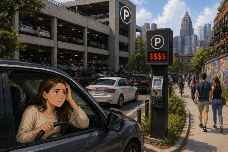 최근 애틀랜타 일대에 무료 주차 공간이 점점 사라지고, 주차 요금도 비싸지는 추세다. [AI 생성 이미지]