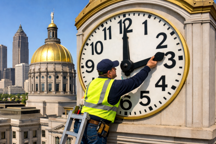 조지아주의 시간대를 ‘대서양 표준시’로 변경하는 법안 통과가 무산되면서 매년 두 번 시계를 바꾸는 현행 서머타임 제도가 유지된다. [AI 생성 이미지]