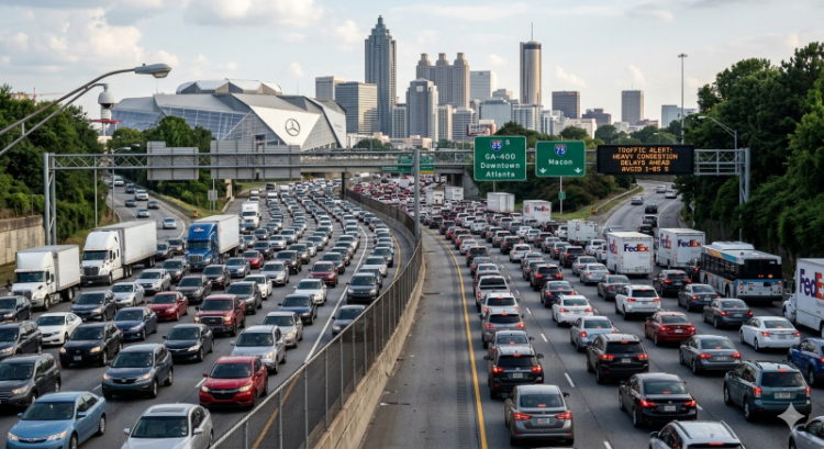 애틀랜타 교통체증이 다음주 봄방학이 시작되며 악화될 전망이다. [AI 생성 이미지]