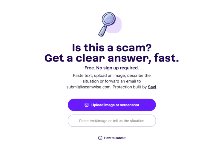 스캠와이즈 홈페이지 캡처.