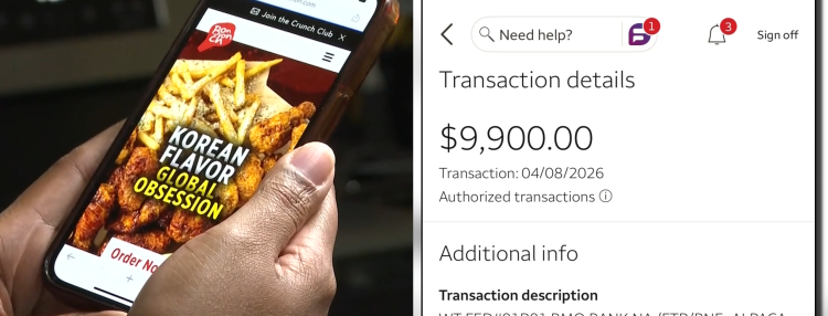 본촌치킨 온라인 주문 홈페이지(왼쪽)과 부정결제 내역. [11얼라이브 캡처]