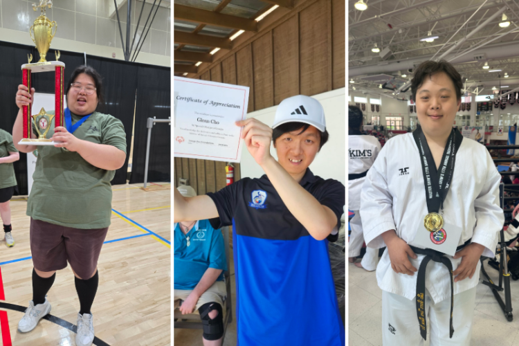 윤혜원, 글렌 조, 천죠셉 선수가 대회에서 입상한 후 기념사진을 찍었다.