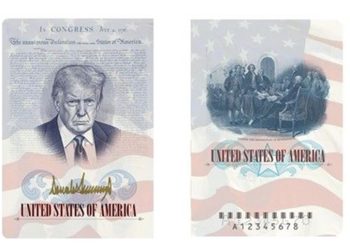 트럼프 대통령 얼굴이 새겨진 한정판 여권. 사진 미 국무부