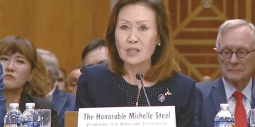 미셸 스틸 주한 미국대사 지명자가 질문에 답하고 있다. [인사청문회 영상 캡처]