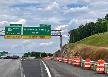 새로 개통된 I-85 북쪽 방면 110번 출구.