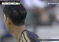 최근 경기 중계화면에 포착된 손흥민의 뒷모습. 사진 온라인 커뮤니티 캡처
