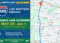 I-285 풀턴 카운티 구간의 일부 차선이 이번 주말 다시 폐쇄된다. [조지아 교통부 페이스북]