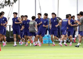 체코전을 하루 앞둔 10일 멕시코 과달라하라 치바스 바예 베르데 베이스캠프에서 훈련하는 축구 대표팀. 강정현 기자