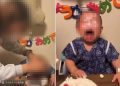 일본에서 한 여성이 생일을 맞은 어린 아이의 얼굴을 케이크에 강제로 누르는 모습이 담긴 영상이 소셜미디어(SNS)에 퍼졌다. 사진 인스타그램 캡처